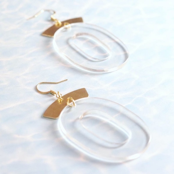 NEW Lucite Hoops w/ Brass Accents - Picture 2 of 5